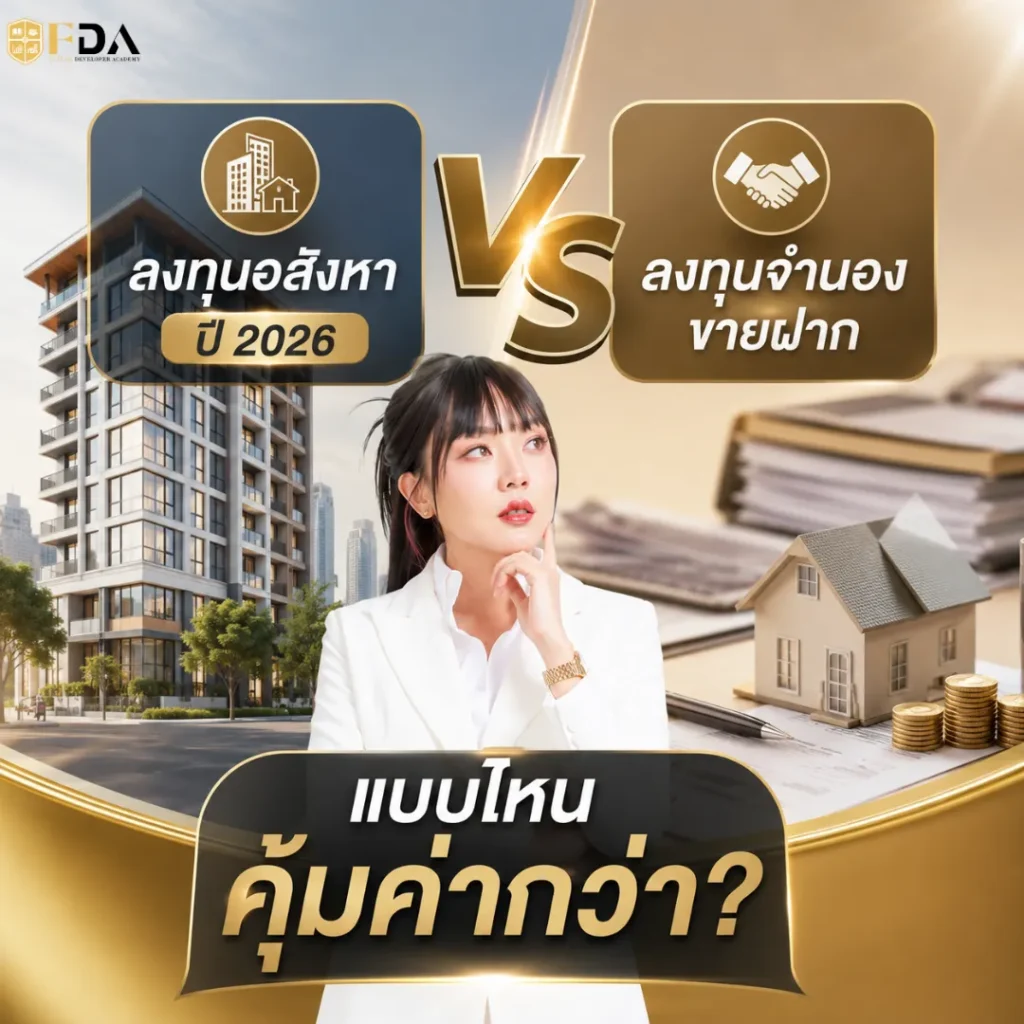 ลงทุนอสังหา ปี 2026 VS ลงทุนจำนองขายฝาก แบบไหนคุ้มค่ากว่า