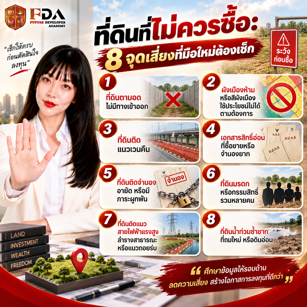 ที่ดินที่ไม่ควรซื้อ: 8 จุดเสี่ยงที่มือใหม่ต้องเช็ก